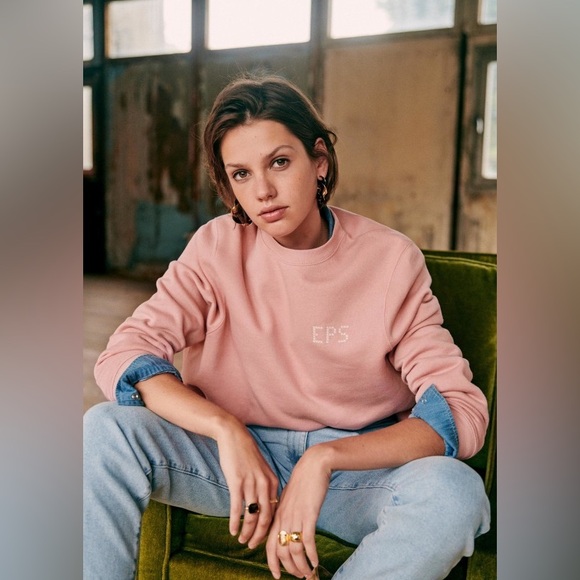 NWT Sézane Calvin Sweatshirt in Blush - Picture 1 of 7